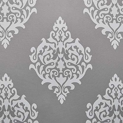 EXCLUSIVE HOME Medallion Room Darkening Blackout Grommet Top Curtain Panel Pair, 52"x63", Silver - color: Silver, size: 52"W x 63"L (Pack of 2)