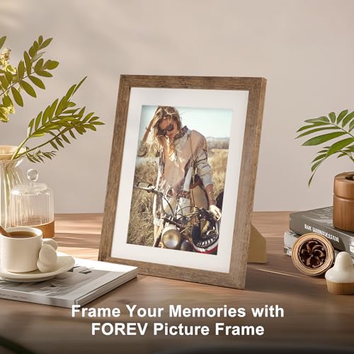 TOFOREVO 8x10 Picture Frames with 6x8 Mat Set of 6, Rustic Brown | Wood Grain Design, Wall Mounting or Tabletop Display, for Christmas Mother's Day Father's Day birthday - color: Rustic Wood, size: 8x10