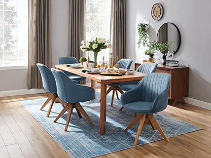 Swivel Desk Chair for Home Office, Fabric, Blue | No Wheels, Beech Wood Legs, Mid Century Modern, Upholstered, 360° Swivel, Accent Chair, Living Room, Bedroom - color: Light Blue, size: Fabric