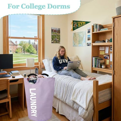 WOOHA 125L Large laundry basket,Collapsible laundry hamper, Tall Clothes Baskets Folding Washing Bin Foldable Fabric Hamper Bags for Bedroom, Closet,Bathroom,College,purple - color: Purple, size: 125L-XXXL