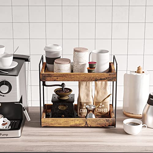 2-Tier Wood Bathroom Counter Organizer, Kitchen Spice Rack | Multi-Use Storage Shelf, Holds Toiletries, Cosmetics, Perfume And Seasoning, Fits Vanity And Countertops - size: 2 Tier