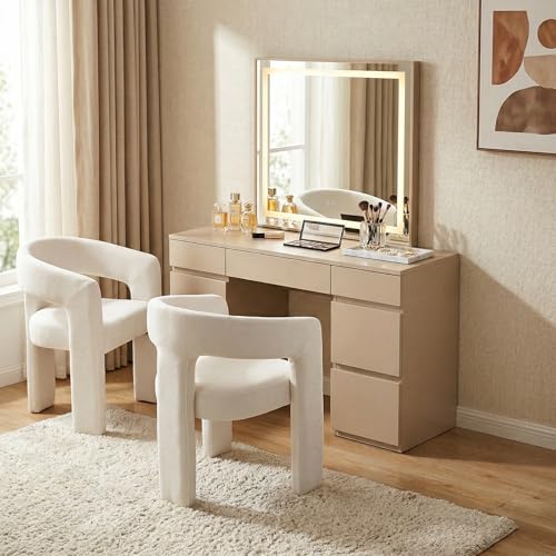 HNY Modern Chenille Barrel Single Dining Chair, White | Upholstered Accent Armchair With 18.32" Wide Seat No Assembly Required For Living Room Bedroom Vanity Small Spaces - color: White Chenille