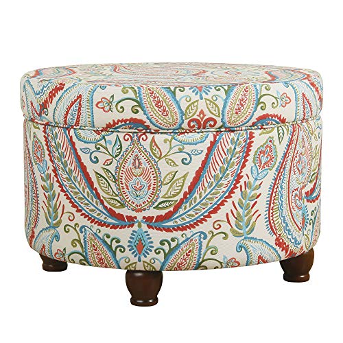HomePop 24" Large Round Storage Ottoman - Bold Paisley - color: Bold Paisley