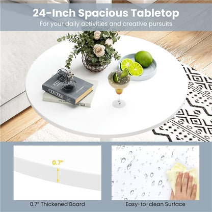 Cocktail Table,Two-in-one Modern Style Standing Circular Bar Table 40"/22" Two Convertible Height Suitable for Dining Room, Restaurant, Kitchen (2, White) - color: White, size: Diameter：23.99‘’