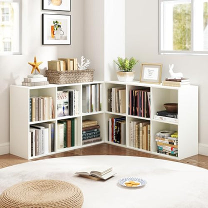 Giantex 6-Cube Bookcase, 3-Tier Cubby Bookshelf, Horizontal Vertical Display Rack with Anti-Tipping Kits, Modern Storage Organizer Shelf Unit for Bedroom, Living Room, Study Room, White | Horizontal Vertical Display Rack with Anti-Tipping Kits, Modern Sto