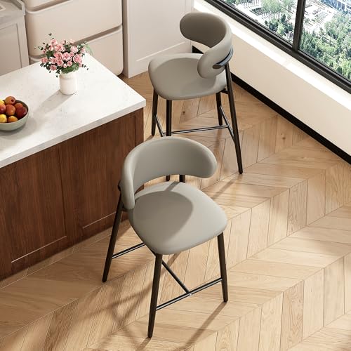 Bar Stools Set of 2 Counter Height Barstool Metal Kitchen Counter Height Bar Stool Island Chairs 26 Inch, Black/Light Grey - color: 25 Inch Light Grey/Black