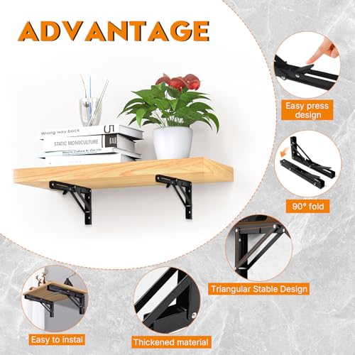Folding Shelf Brackets 10 Inch - 4PCS Heavy Duty Metal Bracket Shelf, Wall Mounted Collapsible Bracket for Space Saving Bench Table Outdoor Smoker, Max Load: 150 lb - size: 10 Inch 4 PCS