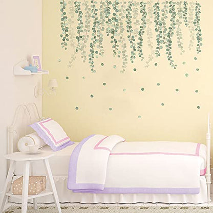 Runtoo Eucalyptus Vine Leaves Wall Decals Hanging Green Plants Wall Stickers Living Room Bedroom Nursery Home Decor - color: Eucalyptus Leaves