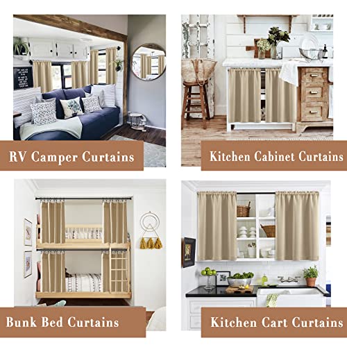 XTMYI Beige Blackout Curtains for Bedroom,Waterproof Light Blocking Insulated Thermal Room Darkening Curtains for Kitchen 30 x 24 Inches Long - color: Beige, size: 30"W x 24"L (Pack of 2)