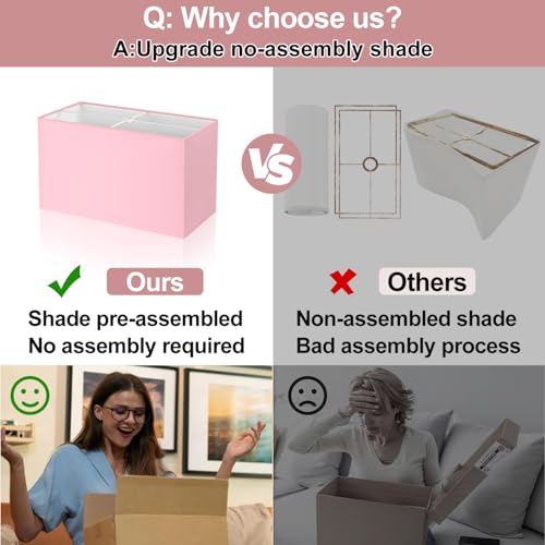 Lynnoland 21" Set of 2 Table lamp with USB A+C & AC Outlets, Touch Control 3-Way Dimmable Nightstand Lamps for Bedroom Living Room Office Reading, Pink Shade Touch Lamps, 5000K LED Bulbs Included - color: (2 Pack)Pink Line & Matte Black (Base)-Two 5000K B
