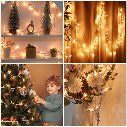 Meteds Christmas Lights 100 Count Clear White Wire UL Certified Connectable Warm White String Lights for Christmas Tree,Garland,Home,Patio, Wedding,Party,Festival Decor - size: 100 Count 21Ft