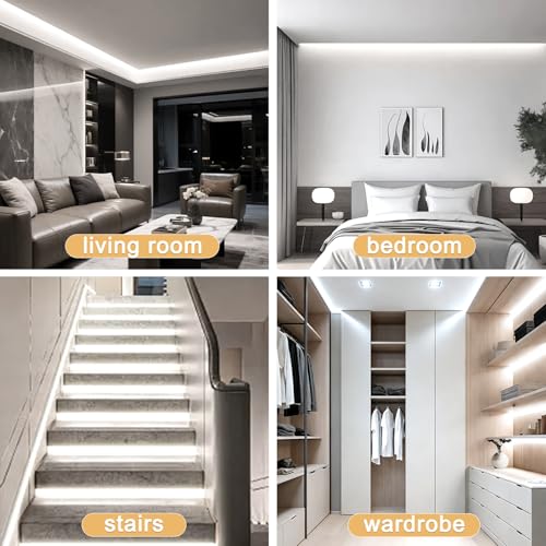 COB LED Strip Lights 10FT，5V USB Powered LED Rope Lights | with App Control，6000K Dimmable Cold White LED TV Backlights,8mm Width Flexible LED Tape Lights for Bedroom，Cabinet,Kitchen - color: White, size: 10ft