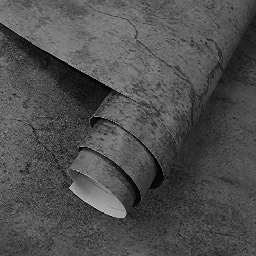 3yecao 16"×197" Extra Thick Dark Blue Grey Concrete Wallpaper Peel and Stick Waterproof Gray Concrete Contact Paper Vinyl Wrap 3d Faux Adhesive Cement Tile Sticker for Kitchen Island Bedroom Gym Walls - color: Grey Blue, size: 16" x 197"