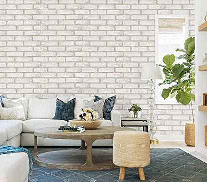 Timeet Beige White Brick Wallpaper Brick Peel and Stick Wallpaper Self Adhesive Brick Contact Paper Faux Brick Wallpaper Removable Wall Paper for Bedroom Laundry Room Accent Walls 17.7"×78.7" - color: Beige,white, size: 17.7" x 78.7"