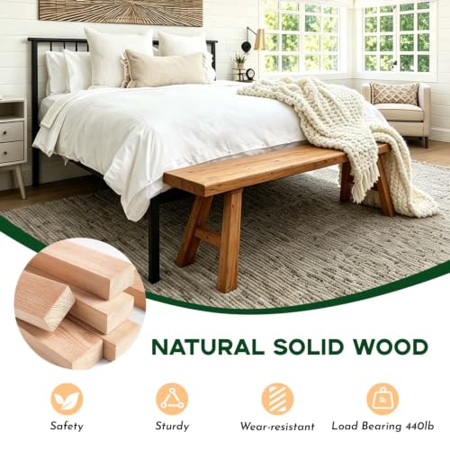 Narrow Entryway Bench Farmhouse Wood End of Bed Bench 20" 32" 39" 47" 55" 63" 71" 79" Sturdy Stable Skinny Long Benchs for Bedroom Hallway Dining Room Porch Easy to Assemble Natural Finish(63") - size: 63"