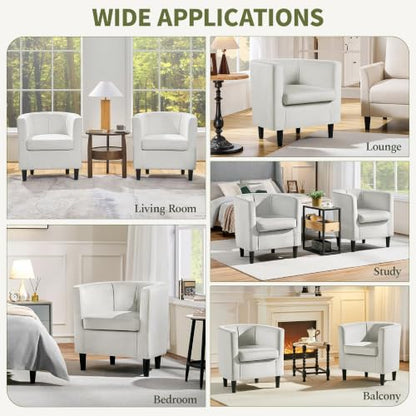 Yaheetech Barrel Accent Chair, Upholstered Modern Armchair, Beige | Soft Velvet Chair with High-Density Foam Seat, Barrel Sofa Chair for Living Room Bedroom Waiting Room - color: Beige, size: Set of 1