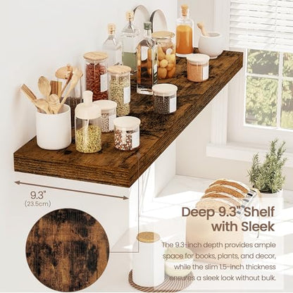 Vivelove Floating Shelves 9 inch Deep 32”Long Set of 2, Rustic Brown | Easy Install With Hardware, 1.5" Thick, Invisible Brackets, Wall Mounted, No Sagging, For Any Room - color: Rustic Brown, size: 32”wx9.3”dx1.5”h