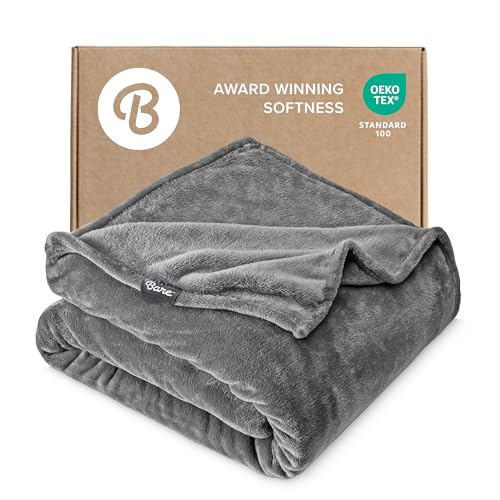 Bare Home Fleece Blanket Luxury Microplush (Full/Queen, Grey) | Ultra-Soft Lightweight Blanket for Bed, Sofa, and Couch, Cozy & Warm Blanket - color: 02 - Grey, size: Full/Queen
