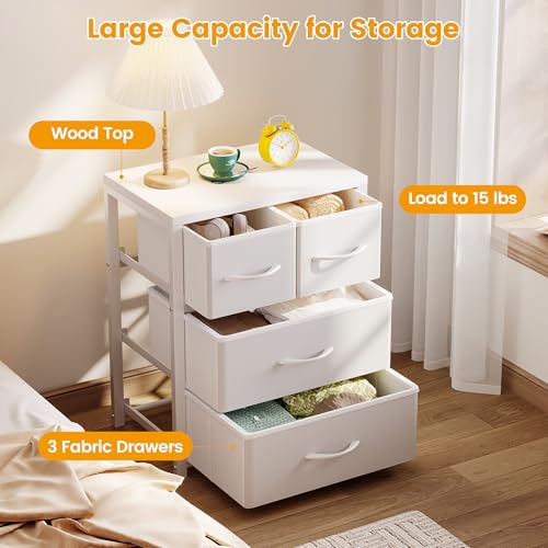 Homeiju Stackable 4-Drawer Fabric Dresser with Waterproof Wood Top – Closet Organizer & Storage Drawers for Bedroom, Modern Metal Frame Design (3 Tier) - size: 11.4"D x 15.8"W x 22.7"H (4 Drawers)