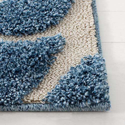 SAFAVIEH Florida Shag Collection Accent Rug - 2'3" x 5', Light Blue & Cream, Scroll Design, Non-Shedding & Easy Care, High-Low Plush Pile, Ideal for Bedroom, Foyer, Hallway (SG455-6011) - color: Light Blue/Cream, size: 2'3" x 5' (Rectangular)
