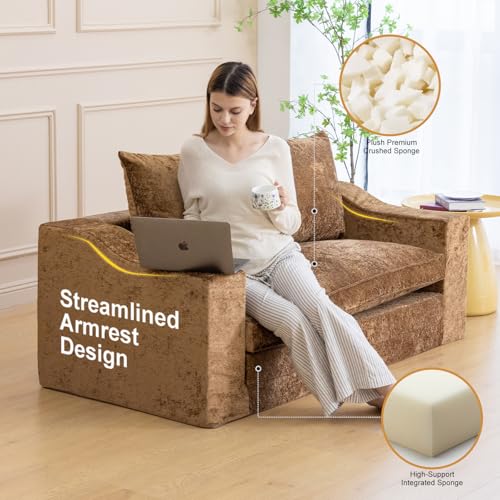 61" Boneless Loveseat Sleeper, Folding Sofa Bed, Diamond Velvet Cover,Brown | Memory Foam Pull Out Futon Bed with Removable Washable Cover, Space-Saving Fold Out Couch for Living Room & Guest Room - color: Brown