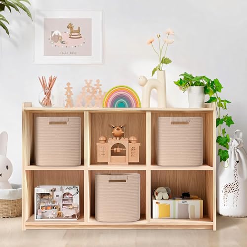 11 Inch Storage Cubes, 3 Pack Cube Storage Bins for Organizing, Cotton Rope Woven Baskets for Shelves, Bathroom, Kids Room, Closets, Baby Nursery - color: Cream White, size: 11"×11"×11" - 3Pcs