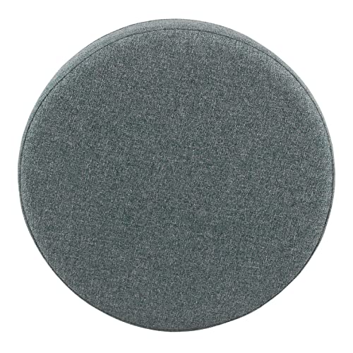 HomePop 19" Round Storage Ottoman - Teal Tweed - color: Teal