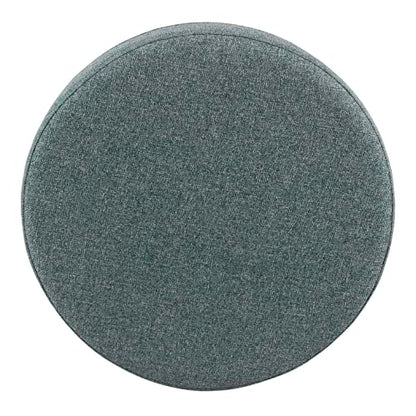 HomePop 19" Round Storage Ottoman - Teal Tweed - color: Teal