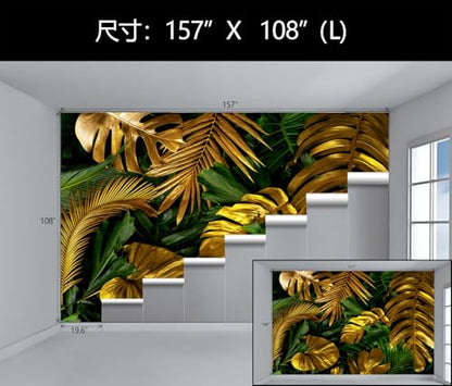Gold Tropical Palm Leaf Peel and Stick Wallpaper Mural for Bedroom | 157“x108" - color: W-042, size: 157" x 108"