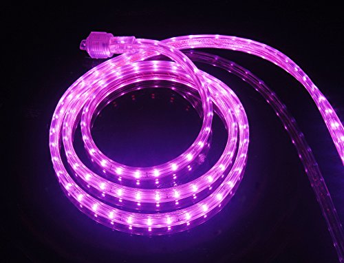 UL Listed, 30 Feet, 3200 Lumen, Pink, Dimmable, 110-120V AC Flexible Flat LED Strip Rope Light, 540 Units 3528 SMD LEDs, Indoor Outdoor Use, Accessories Included, Ready to use - color: Pink