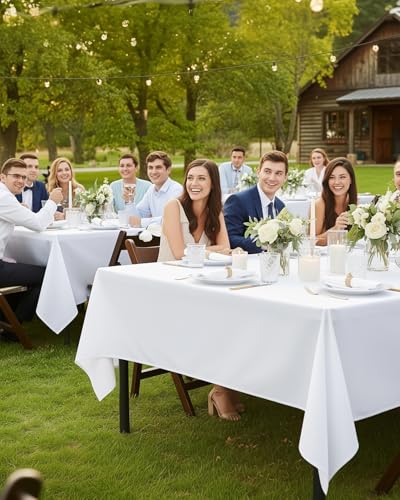 Utopia Kitchen Rectangle Table Cloth 1 Pack, Tablecloth Machine Washable, Polyester Table Cover for Dining, Buffet Parties, Picnics, Events, Weddings and Restaurants (70x120 Inches, White) - color: White, size: 1 Pack 70x120 Inch Tablecloth