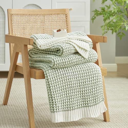 Knit Throw Blanket, Soft Chenille Cozy Breathable Pineapple Chunky Decorative Blanket for Couch, Bed & Sofa, French-Inspired Lightweight Warm Gift for Women, Sage Green, 60"x80" - color: Pineapple Sage Green&ivory, size: Pineapple Knit 60"x80"
