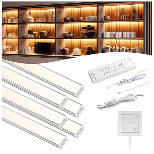 VST Touch Control 6 Pack Under Cabinet Lighting, 2700K-6500K, Silver | LED Cabinet Light Bars, Dimmable & Adjustable Color Temperature, Ultra Thin Linkable Under Counter Lights for Kitchen, Closet - color: Silver