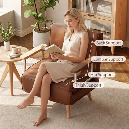 SUIYIMU Folding Chair Bed, 3-in-1 Convertible Sleeper Chair Bed (Natural Wood-Faux Leather) - color: Natural Wood-tone Leather