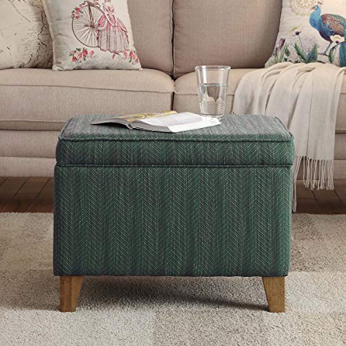 HomePop 24" Medium Square Storage Ottoman - Teal - color: Blue Chevron