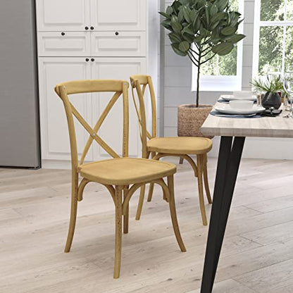 Merrick Lane Bardstown X-Back Bistro Style Wooden Dining Chair for Kitchens and Dining Rooms, High-Back Wood Stackable Kitchen Chair, Natural - color: Natural