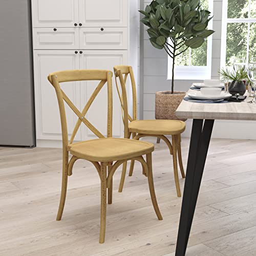 Merrick Lane Bardstown X-Back Bistro Style Wooden Dining Chair for Kitchens and Dining Rooms, High-Back Wood Stackable Kitchen Chair, Natural - color: Natural