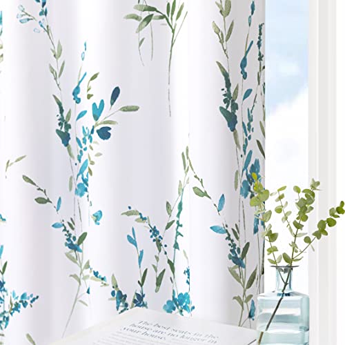 MYSKY HOME Floral Curtains 84 inches Long for Living Room Set of 2 Panels | Thermal Insulated Light Filtering Soft Curtains for Bedroom Bathroom Grommet Top Leaf Flower Drapes, 52" W, 2 Panels, Sage - color: B-sage, size: 52"W x 84"L (Pack of 2)