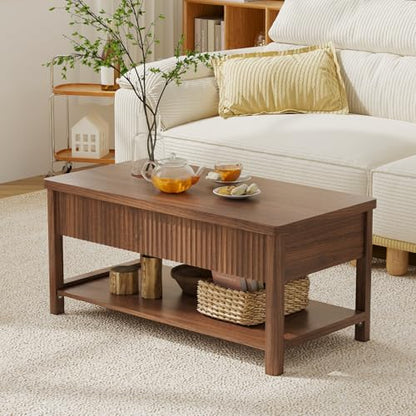 Lift Top Coffee Table,Wooden Rectangle Coffee Table with Hidden Storage Compartment,Open Shelf,Solid Wood Legs,Suitable for Living Room,Office (B-Lift Coffee Table-Walnut) - color: B-lift Coffee Table-walnut