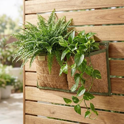 Wall Hanging Planter, 2 Pocket, Hanging herb Planter, wall Mounted Plant Holder, Vertical herb Garden, Plant Hanger Indoor, Boho Kitchen Decor, Porch and Balcony Decor, Fence planters - style: 2 Pockets