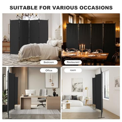 4 Panel Room Divider, 6FT Folding Privacy Screens(Black, 4 Panel-88'') | Portable Partition Room Dividers, Freestanding Wall Divider for Office, Studio, Room Separation - color: Black