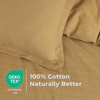 Dreamology Waffle Duvet Cover, Duvet Cover Full, 100% Cotton Waffle Weave | Duvet Covers with Zipper Closure, Soft & Breathable Luxury Textured Duvet Cover Set, Duvet Covers Full 3 Pieces (Mustard) - color: Mustard, size: Full