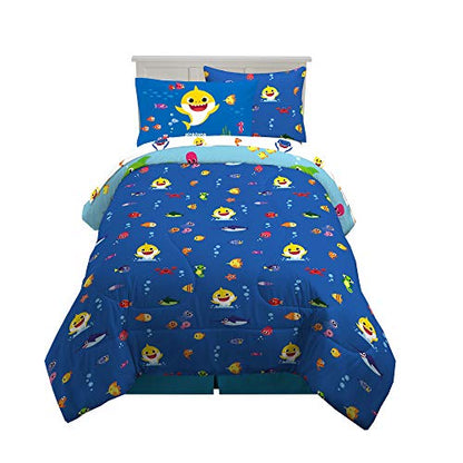 Franco Kids Bedding Super Soft Comforter and Sheet Set with Sham, 5 Piece Twin Size, Baby Shark