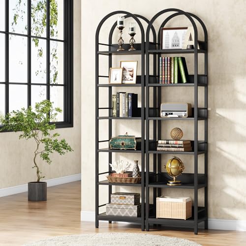 Tribesigns 78.7" Tall Bookcase, 6-Tier Slim Bookshelf, Narrow Book Shelf with Metal Frame, Industrial Bookcase for Living Room, Study, Bedroom, Black - color: Black