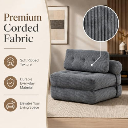 Grey Convertible Sofa Bed Folding Sofa Bed Sleeper Chair Couch Beds, Comfy Floor Beds with Pillow and Back Support, Small Couch for Bedroom, Living Room Bedroom - color: Grey