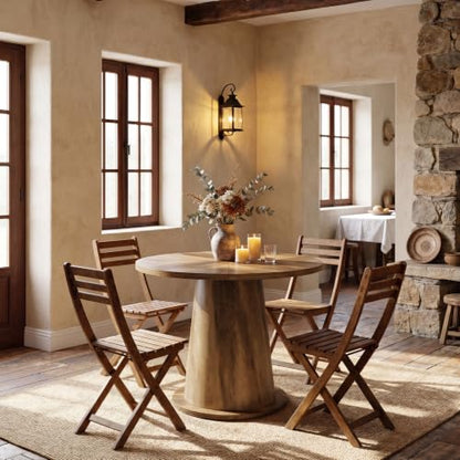 Tribesigns Small Round Dining Table for 2-4 People, 31.5" Wooden Kitchen Table with Thickened Tabletop & Sturdy Base, Mid-Century Modern Dinner Table for Small Apartment, Kitchen Nook, Dining Room