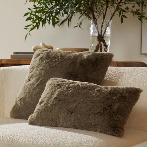 UnHide Squish Pillow, Extra Soft Faux Fur Square Shaped Throw Pillow | 100% Polyester Fill, Machine Washable, Perfect for Living Room, Bedroom, or Guest Room, 20” x 20”, Chocolate Hair - color: Chocolate, size: 20" x 20"