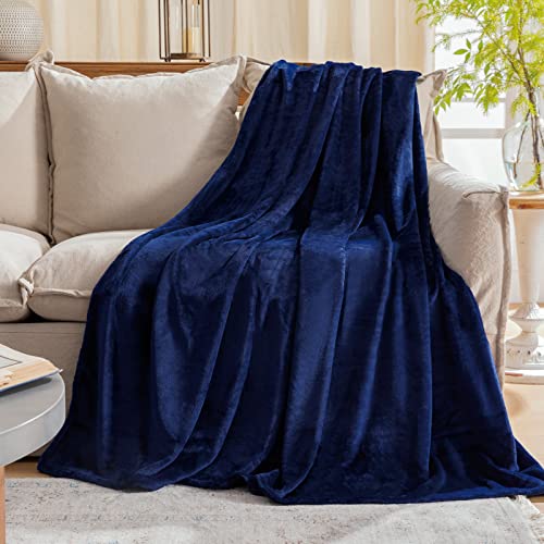 Fleece Plush Throw Blanket Navy Blue 50"x60"for Couch Fuzzy Cozy Flannel | Super Soft Lightweight Microfiber Blanket for Sofa Bed bedroom Home Decor All Season,Birthday Gifts for Women Mom Adult - color: Navy Blue, size: Throw(50"×60")
