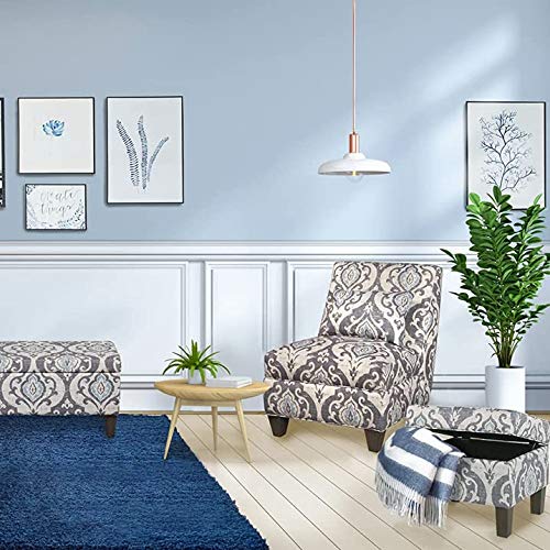 HomePop 22" Modern Rectangular Storage Ottoman - Suri Blue - color: Blue Slate
