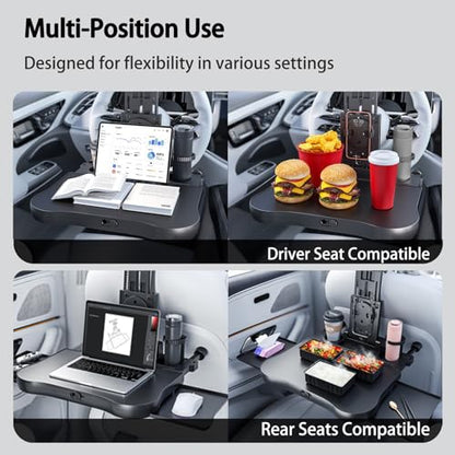Large Foldable Backseat Tray Table, Car Laptop Desk with Cup Holder, Back Headrest Passenger Food Tray, Phone Tablet Holder, Multifunctional Travel Desk, Car Essentials for Kids & Long Road Trips - size: Backseat Tray